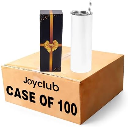 Joyclub Sublimation Tumblers Blanks 20 oz 100 Pack Skinny Straight Tumblers by Joyclub