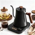 Gooseneck Electric Tea Kettle with Pour Over Pot with LED & Precise 1°F Temp Control,Keep Warm, Hot Water Kettle for Home/Office 304 Stainless Steel (Black) by IOENC