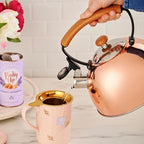Pinky Up Hadley Stainless Steel Tea Kettle for Stovetop, Whistling Teapot, Ergonomic Handle, Fast Heating, Compatible with Gas, Electric, and Induction Stoves, 70 oz, Rose Gold - Image 4