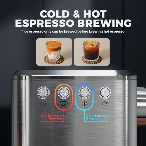 Espresso Machine - 20 Bar Coffee Maker with Milk Frother Steam Wand, Cold Brew Iced Coffee Maker, 1450W Semi-Automatic Coffee Machine with 34oz Water Tank for Latte - Image 3