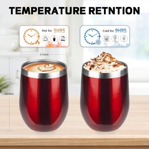 StarSpeed 12oz/6 Pack Insulated Wine Tumbler with Lid,Wine Red - Image 2