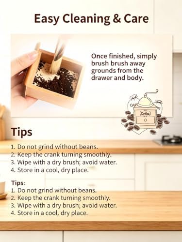Manual Coffee Grinder with Ceramic Burr, Solid Wood - Image 2