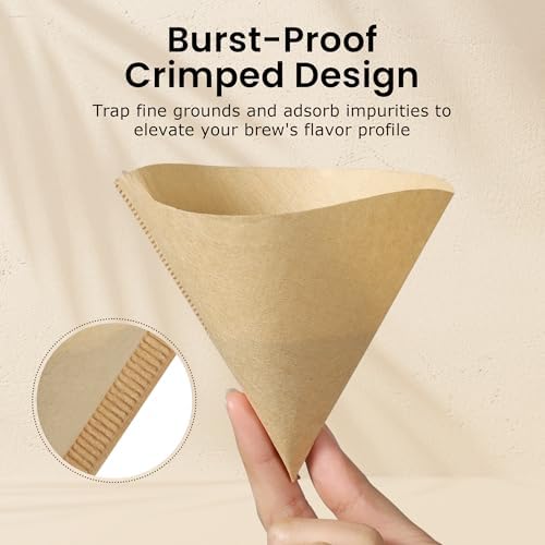 VEVOK CHEF Pour Over Coffee Maker Set with Extra 200PCS #2 Cone Coffee Filters Bundle, 20 Oz Glass Server Dripper Brewer with Unbleached Natural Paper Filters for Home Camping Outdoor - Image 7