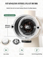 Huanyu 60mm Flat Burr Coffee Grinder, Retro Cream White for Home Cafe - Image 6