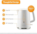 Toastmaster 1.7 Liter Electric Kettle - Tea & Coffee Kettle - Electric, Cordless Water Heater - Tea Water Boiler with Filter Pour Spot - White - Image 3