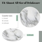Koville Marble Coasters Set of 6 for Home Décor, 3.9" Inches Handmade Round Coaster, Luxury Aesthetic Modern Drink Coaster for Table Décor, Coasters for Dining, Bar or Office (Arabescato White) - Image 2