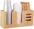Cup and Lid Holder, Cup Dispenser with Coffee Pods Stand & Straw Organizer, Coffee Bar Organizer for Countertop, Disposable Cups Holder for Coffee Station, Bar, Home,Bamboo 08 by Unknown