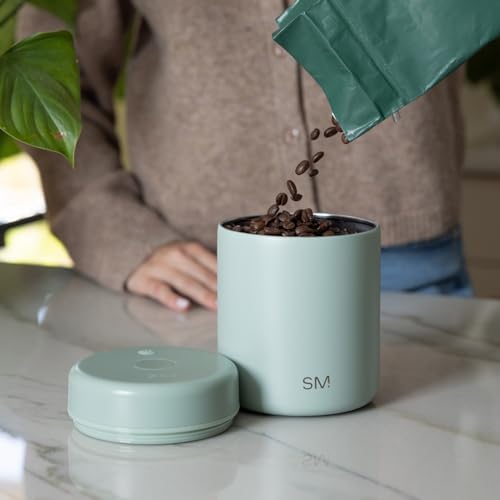 Simple Modern Delta Coffee Canister | Airtight Vacuum Seal with Auto-Reseal Technology | Ceramic Lined Stainless Steel Container for Coffee Grounds, Beans, Tea | 1.1L, Almond Birch - Image 2