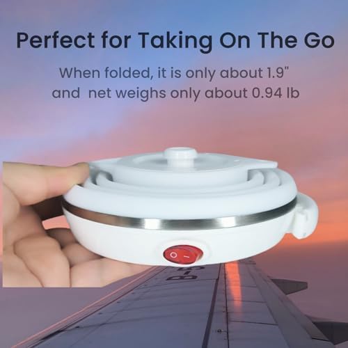 Travel Kettle Electric Collapsible, Portable Electric Kettle Silicone + Paperless Collapsible Coffee Dripper, Travel Pour Over Coffee Maker Single Cup, White - Image 5
