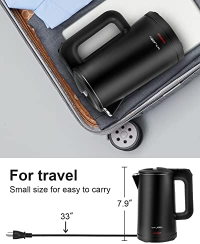 0.8L Electric Kettle Stainless Steel, 800 Watts Small Electric Kettle 27 Ounce Fast Boil Auto Shut-off, Portable Water Boiler for Small Kitchen, Business Trip and More - Image 5