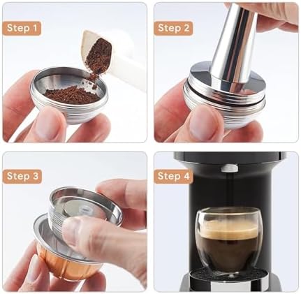 Reusable Capsule Pop Rechargeable Coffee Filter Stainless Steel Pod,Compatible With ICafilas，Compatible With Nespresso，Next(2pc-ti) - Image 6