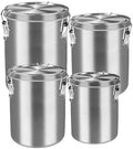Tanjiae 4-Pack Compact Stainless Steel Airtight Canisters Sets for Small Kitchens | Metal Food Storage Containers with Lids Sealed - Keep Flour, Sugar, Coffee, Tea Fresh for Months (18+35+56+85 fl oz) by Tanjiae