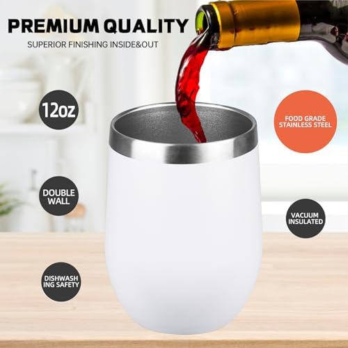 StarSpeed 12oz/12 Pack Insulated Wine Tumbler with Lid,White - Image 3