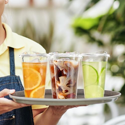 Dealusy 100 Pack - 20 oz Clear Plastic Cups with Sip Lids - Image 6