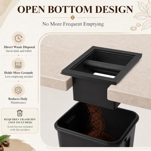 Mimorou Set of 2 Espresso Coffee Ground Knock Box Chute, Built-in - Image 5