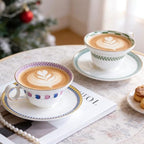 KAMMAK Tea Cups Set of 2,Ceramic Floral Pattern Demitasse Cup - Image 6