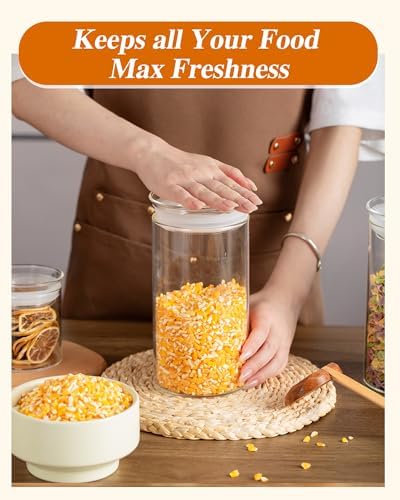 ZENS Glass Canisters with Airtight Lids, Set of 2 50oz Tall Storage Jars - Image 2