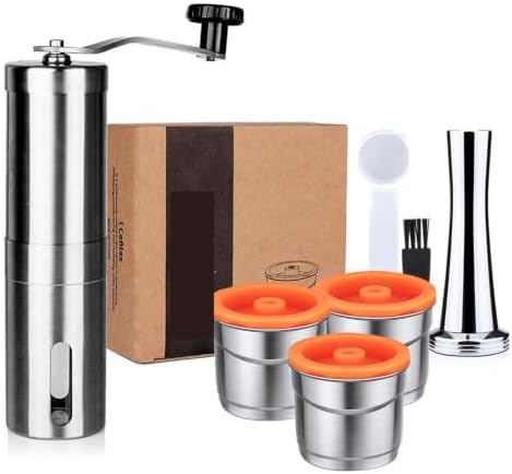 Stainless Steel Metal Reusable Coffee Capsule Refillable Filter with Orange Cover(4PCS) - Image 2