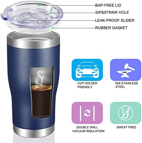 VEGOND 20oz Tumbler Stainless Steel Tumbler Cup with Lid And Straw Vacuum Insulated Double Wall Travel Coffee Mug(Navy Blue 12 Pack) - Image 3