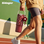 26 oz Insulated Stainless Steel Tumbler with Straw & Handle Plaid - Image 7