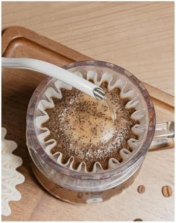 Coffee Dripper Crystal Pour Over Filter Coffee Maker Flat Bottom Filter Cup Hand Made Cake Filter Cup,Compatible With Timemore，B75(Combination 1) - Image 2