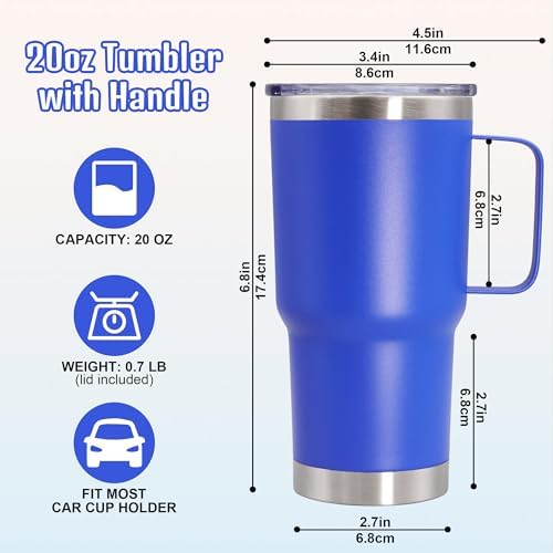 20 oz Tumbler with Handle and Lid Insulated Travel Coffee Mug DarkBlue 6P - Image 6
