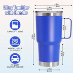 20 oz Tumbler with Handle and Lid Insulated Travel Coffee Mug DarkBlue 6P - Image 6