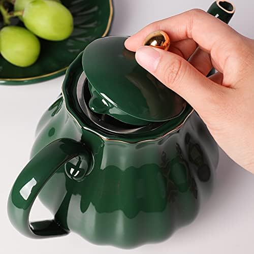 Sweejar 28FLOZ Royal Teapot with Infuser,Porcelain Tea Pot(Jade) - Image 2