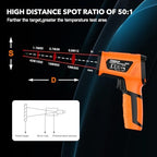 Infrared Thermometer Temperature Gun, -40℉-3632℉, High Temp Thermometer with Thermocouple Probe, Non-Contact 50:1 Pyrometer Dual Laser Thermometer Gun for Engine, Kiln, Forging, Industrial - Image 5
