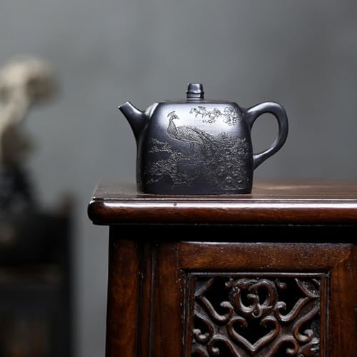 Tea Kettle Retro Black Mud Square Teapot Home Tea Room Single Tea Maker Ceramic Tea Infuser - Image 7