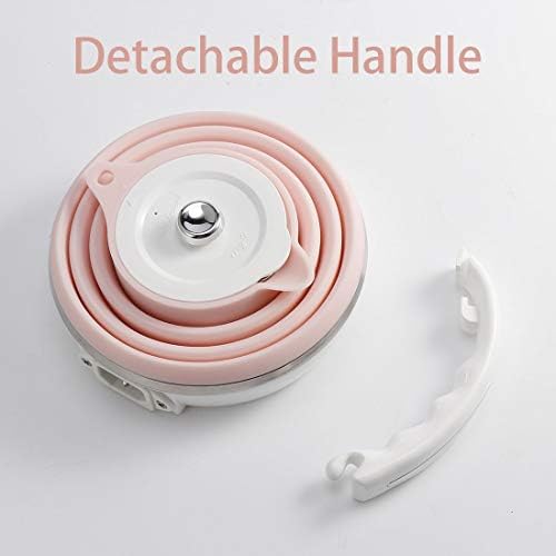Food Grade Silicone Portable Collapsible Electric Travel Kettle (Pink) - Image 4