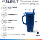 Silipint 32oz Silicone Tumbler with Handle, Flip Lid and Straw – BPA-Free, Non-Toxic, Freezer, Microwave, Dishwasher Safe Tumbler – Perfect for Tea, Smoothies (Classic Blue) Pack of 1 - Image 2