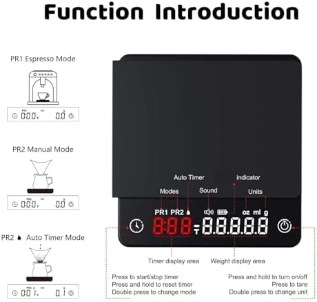 Kitchen Scale, Coffee Scale Mini Smart Timer Coffee Balance 2kg/0.1g g/oz/ml Digital Weight Kitchen Scale,for Home(Type B) - Image 3