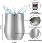 8 Pack 12Oz Stainless Steel Wine Tumblers, Insulated Wine Tumbler, Double Wall Insulated Wine Glass, Stainless Steel Stemless Wine Cups with Lids for Coffee, Wine, Cocktails, Champaign, Silver - Image 5
