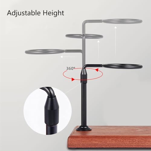 Adjustable Height & 360 Rotating Pour over Coffee Dripper Stand with Wooden Base, Aluminum Alloy Holder, Manual Brewing Station, Black, Sapele Base - Image 4