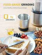 SHARDOR Electric Coffee Grinder Herb Blade Grinder Spices Grinder with 2 Removable Stainless Steel Bowls, Silver - Image 4