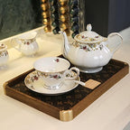 ACMLIFE Bone China Tea Set for Adults White And Floral Fine China Tea Set 21-Piece English Tea Cups Set of 6 for Women Porcelain Tea Set with Teapot, Sugar Bowl,Creamer Pitcher, Tea Party Sets - Image 3