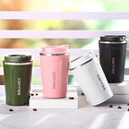 Sieral 4 Pcs 13 oz Travel Coffee Mug Insulated Reusable Coffee Cups with Leakproof Lid Stainless Steel Portable Tumbler for Keep Hot or Ice Milk Tea(Black, White, Pink, Green) - Image 4