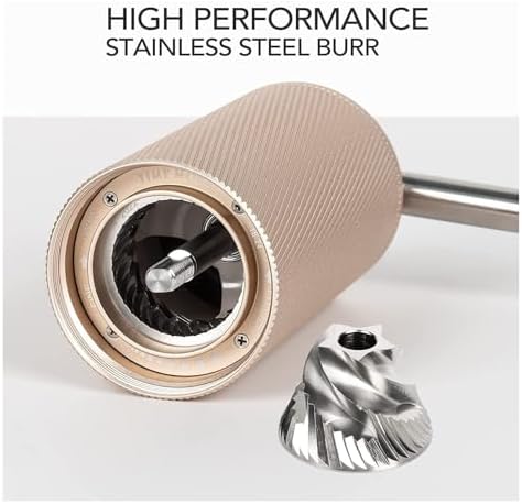 Fold Manual Coffee Grinder, Adjustable Stainless Steel Conical Burr(White) - Image 4