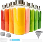 Sursip 16 oz Glass Juice Bottles with Lids, 8 Pack by Sursip%C2%AE