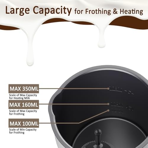Milk Frother Machine, Electric Milk Foam Maker with Touch Screen, 590ml Large Capacity and 4 Presets Functions, 360 Degree Rotational and Automatic Switch Off, For Coffee, Lattes and Chocolate - Image 3