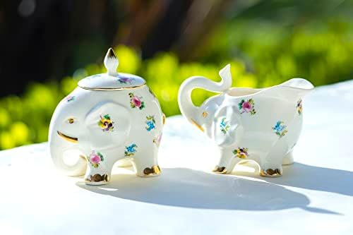 Grace Teaware Floral Elephant Fine Porcelain Tea Set 11 piece Set - Image 4
