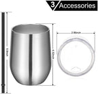 VEGOND Wine Tumblers Bulk 12 Pack, 12oz Stainless Steel Stemless Wine Glass with Lids and Straws, Double Wall Vacuum Insulated Tumbler Cup, Coffee Mug for Cold Hot Drinks - Image 6