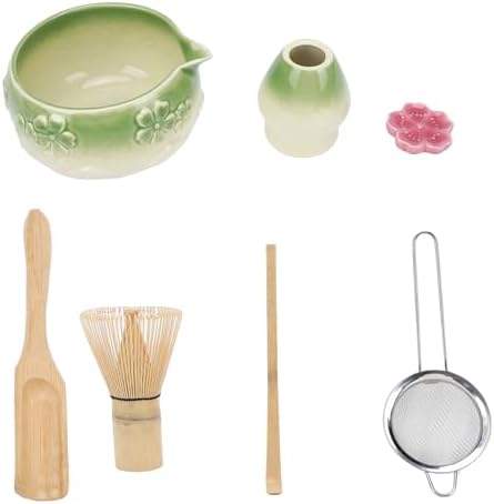 Keenso Matcha Set Elegant Ceramic Matcha Making Kit for Tea Enthusiasts 7 Pcs with Whisk Bowl Spoon Sifter (Green) - Image 6