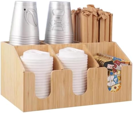 Coffee Station Organizer Pods Holder for Counter, Farmhouse Wood Coffee Bar Accessories and Tea Condiment Basket Storage Organizer Decor,Bamboo 04 by Unknown