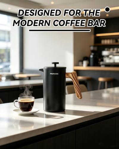 Stainless Steel French Press Coffee Maker, Double Wall Vacuum Insulated Coffee Press with Heat-Resistant Black Coated Exterior, 34oz/1L, Durable Coffee Press for Hot & Cold Brew - Image 4