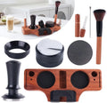 8 Pcs espresso accessories kit with Wooden Espresso Tamping Station (51mm 53mm 58mm), Espresso Machine Accessories Set: Tamper, Distributor, Dosing Ring, WDT Tool, Puck Screen, Brush & Art Pen(58mm) by Unknown