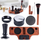 8 Pcs espresso accessories kit with Wooden Espresso Tamping Station (51mm 53mm 58mm), Espresso Machine Accessories Set: Tamper, Distributor, Dosing Ring, WDT Tool, Puck Screen, Brush & Art Pen(58mm) by Unknown