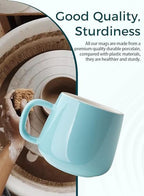 Teocera Ceramic Coffee Mug Set of 4-12 oz Coffee Mugs with Large Handles for Hot or Cold Drinks Like Latte, Cocoa, Tea or Juice - Smooth Ceramic, Dishwasher Safe, Turquoise - Image 4