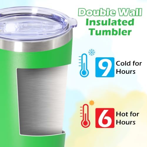 20oz Tumbler Insulated Tumblers Vacuum Coffee Mug with Lid Green 6Pack - Image 4